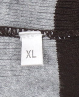 Yessica Women’s XL Brown Grey Striped V-Neck Pullover Jumper