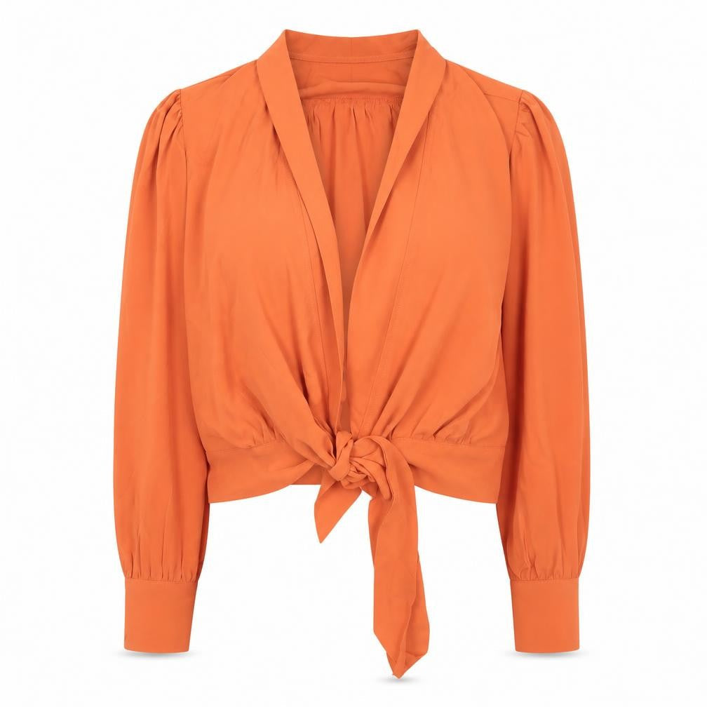 Apricot Women’s Orange Wrap Blouse UK 12 Long Sleeve Tie Front