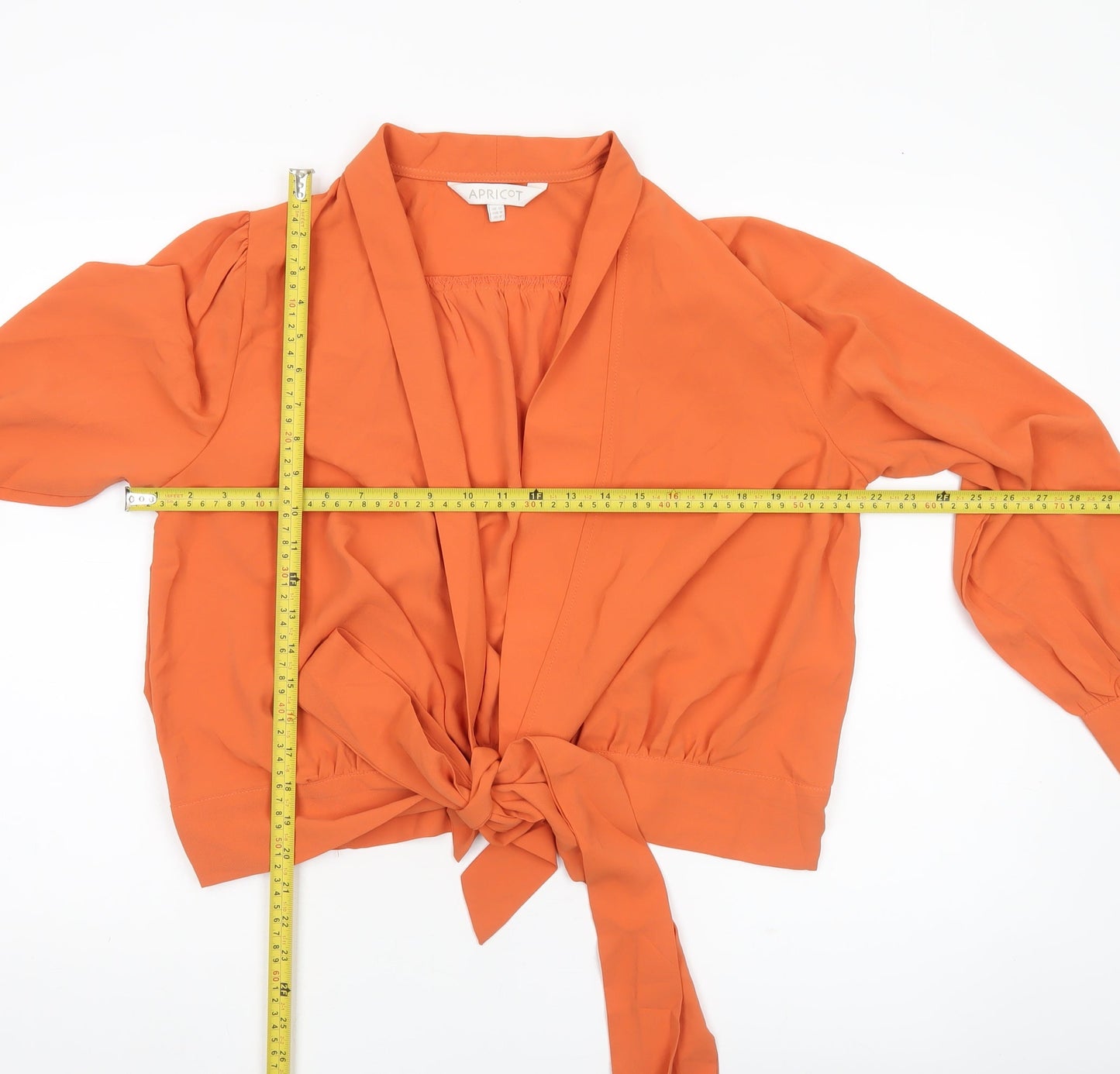 Apricot Women’s Orange Wrap Blouse UK 12 Long Sleeve Tie Front