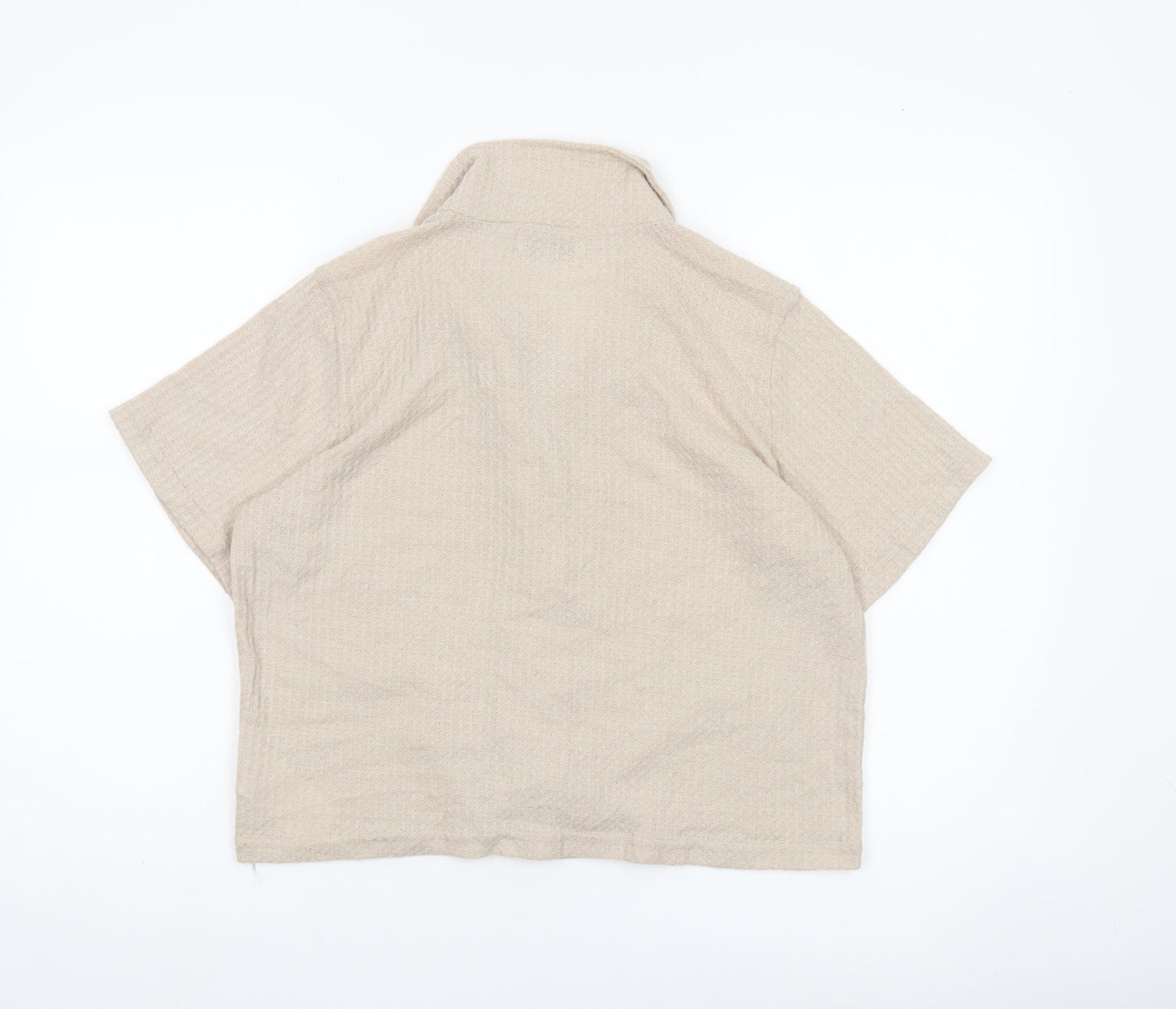 Brave Soul Women’s Beige Cropped Button-Up Shirt S Casual