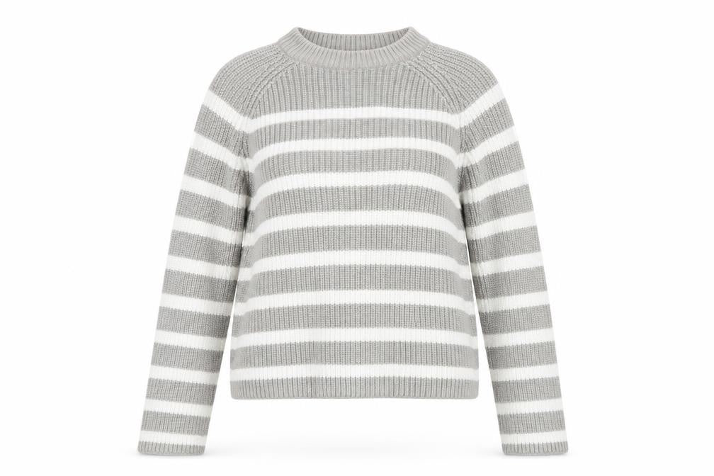 Marks & Spencer Womens Grey Striped Chunky Knit Jumper S
