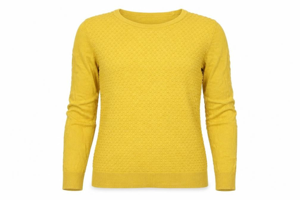 Warehouse Womens Yellow Knit Jumper Size 6 Crew Neck Long Sleeve