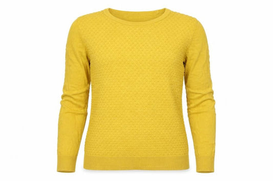 Warehouse Womens Yellow Knit Jumper Size 6 Crew Neck Long Sleeve