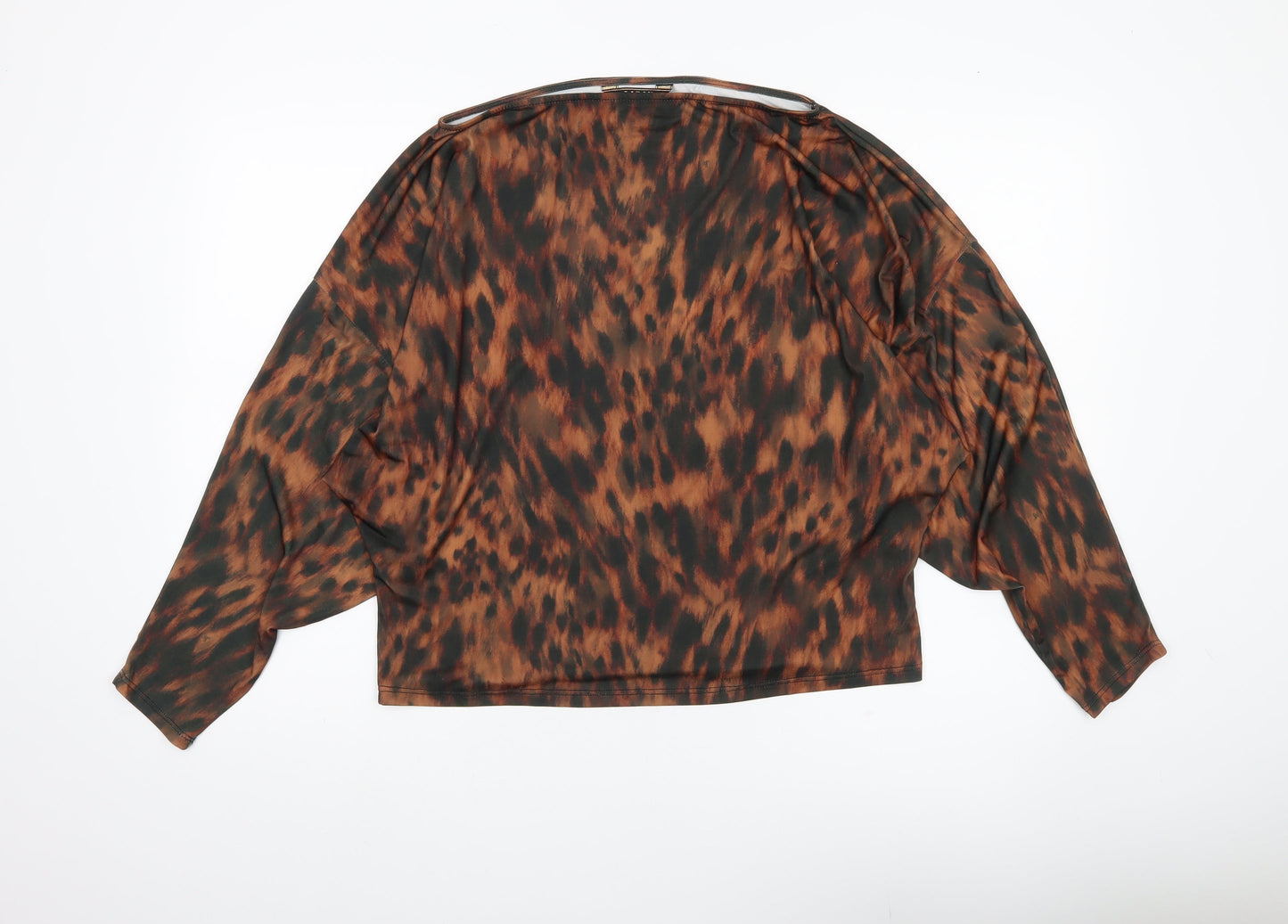 Lipsy Women’s Brown Animal Print Tunic Blouse Size 12 Long Sleeve