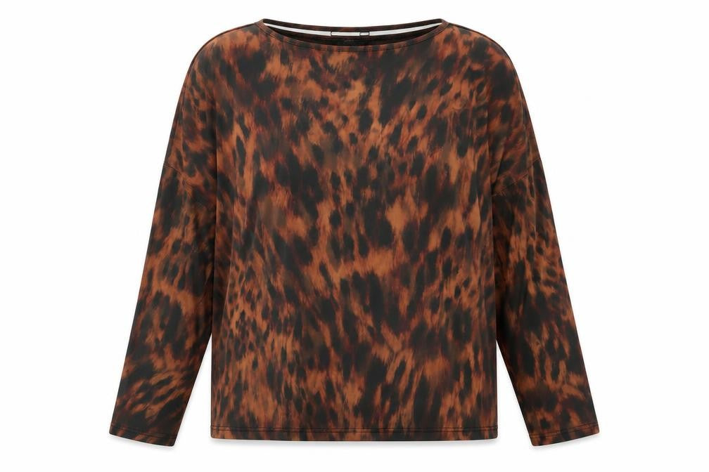 Lipsy Women’s Brown Animal Print Tunic Blouse Size 12 Long Sleeve