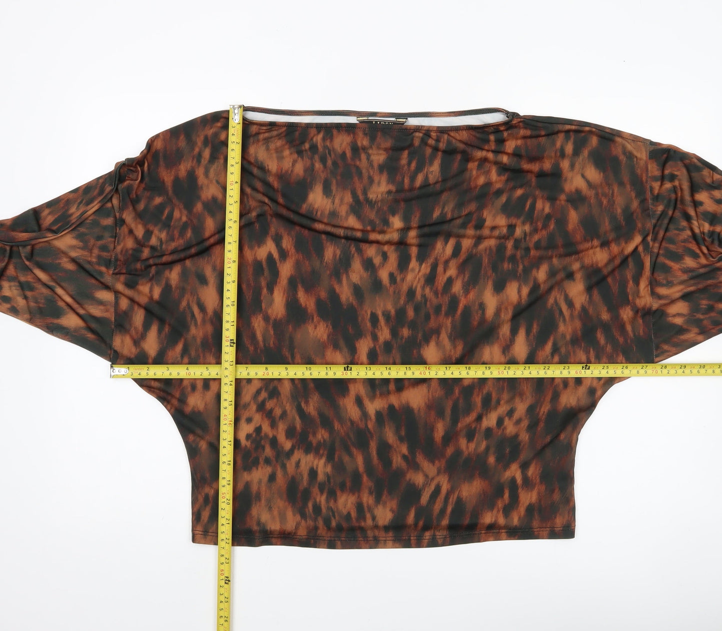 Lipsy Women’s Brown Animal Print Tunic Blouse Size 12 Long Sleeve