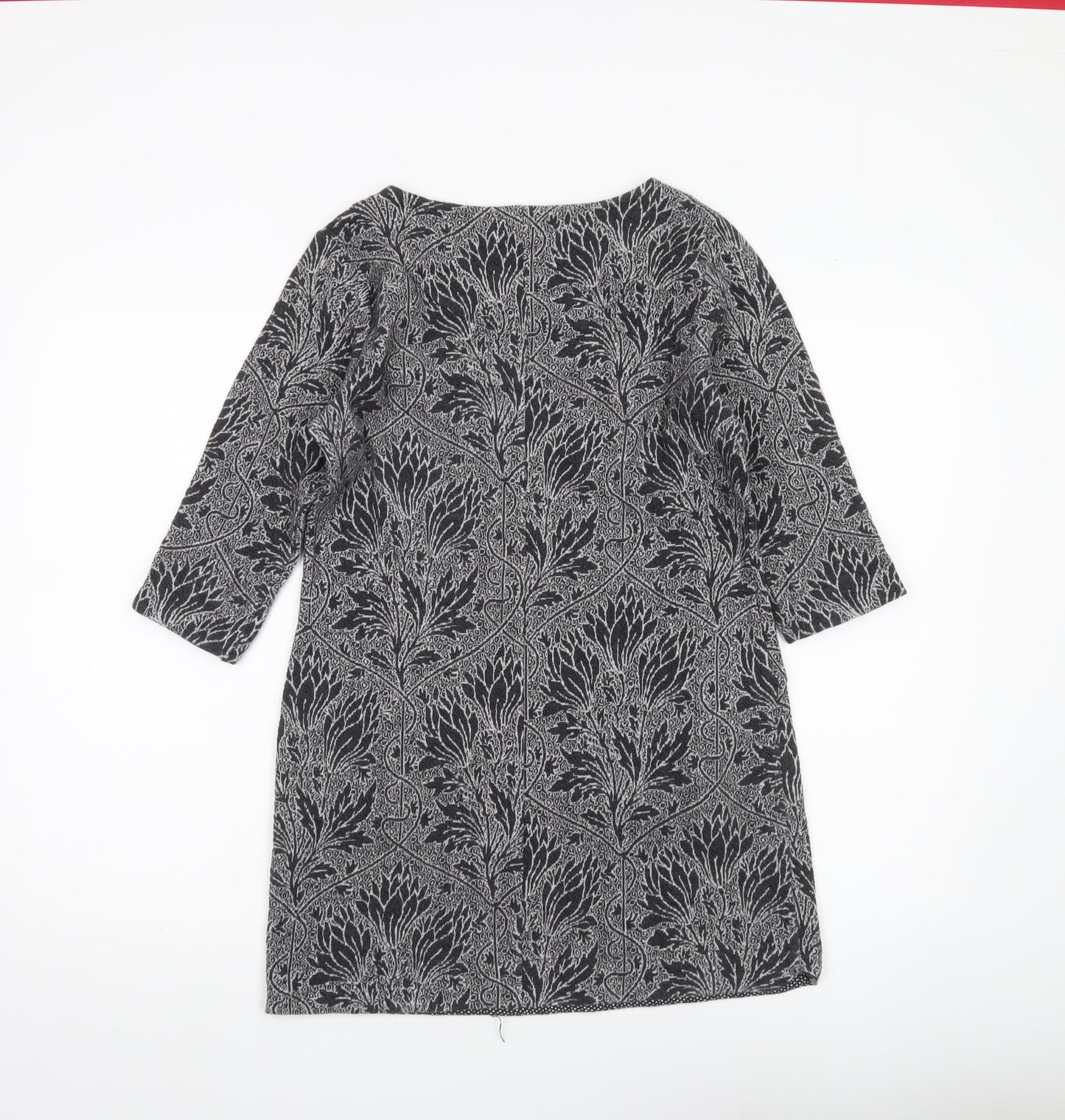 White Stuff Womens Black Floral Tunic Blouse Size 8 Cotton Blend 3/4 Sleeve