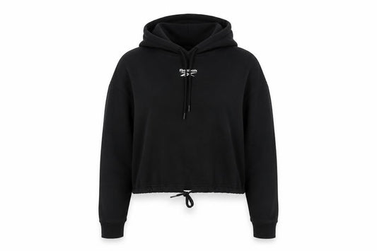 Reebok Womens Black Pullover Hoodie Sweatshirt Size S Logo Sportswear