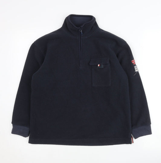 Cyrillus Boys Blue Fleece 1/4 Zip Baseball Sweatshirt Age 10 Years