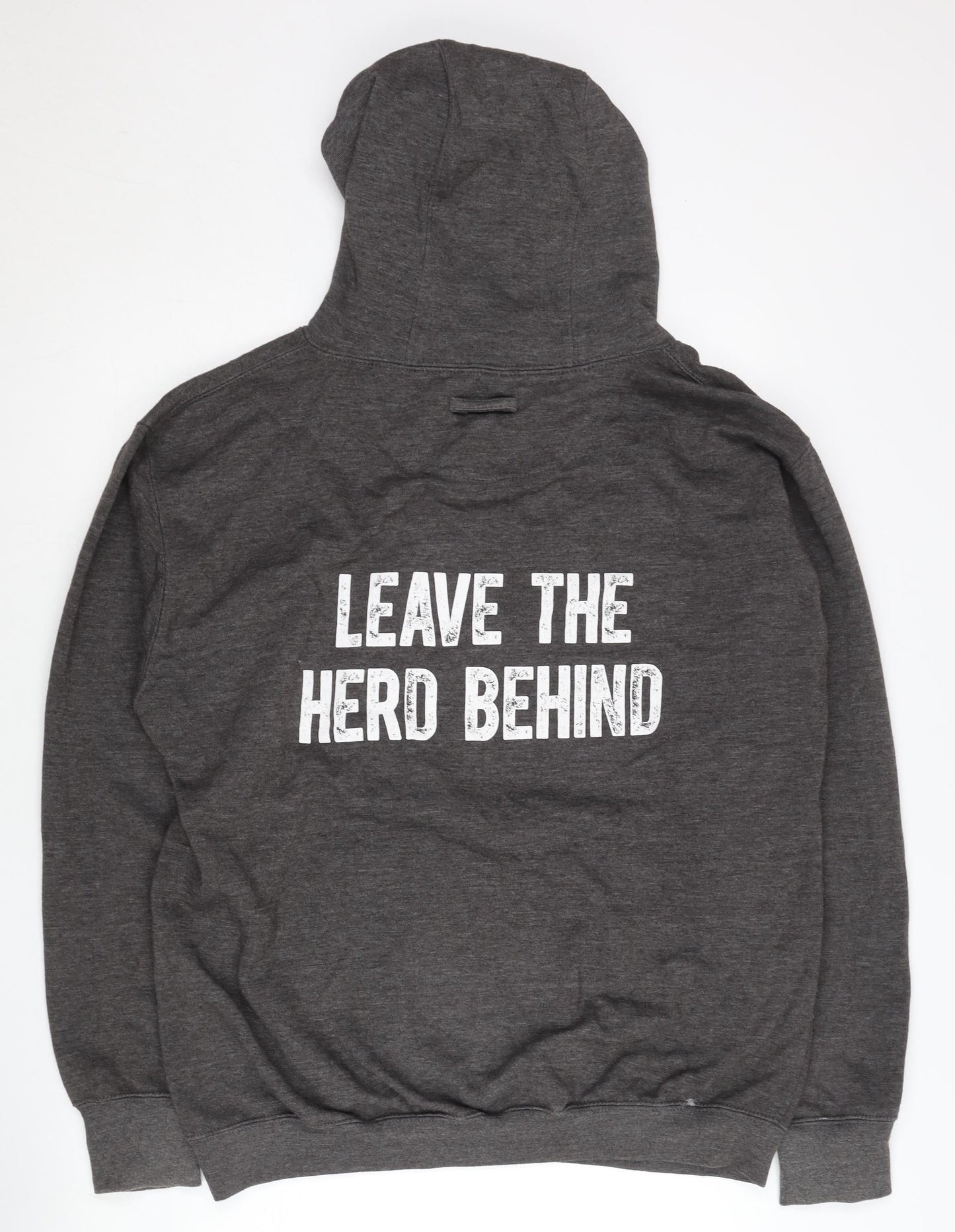 Just Hoods Men’s Grey Pullover Hoodie L Graphic Coffee Quote