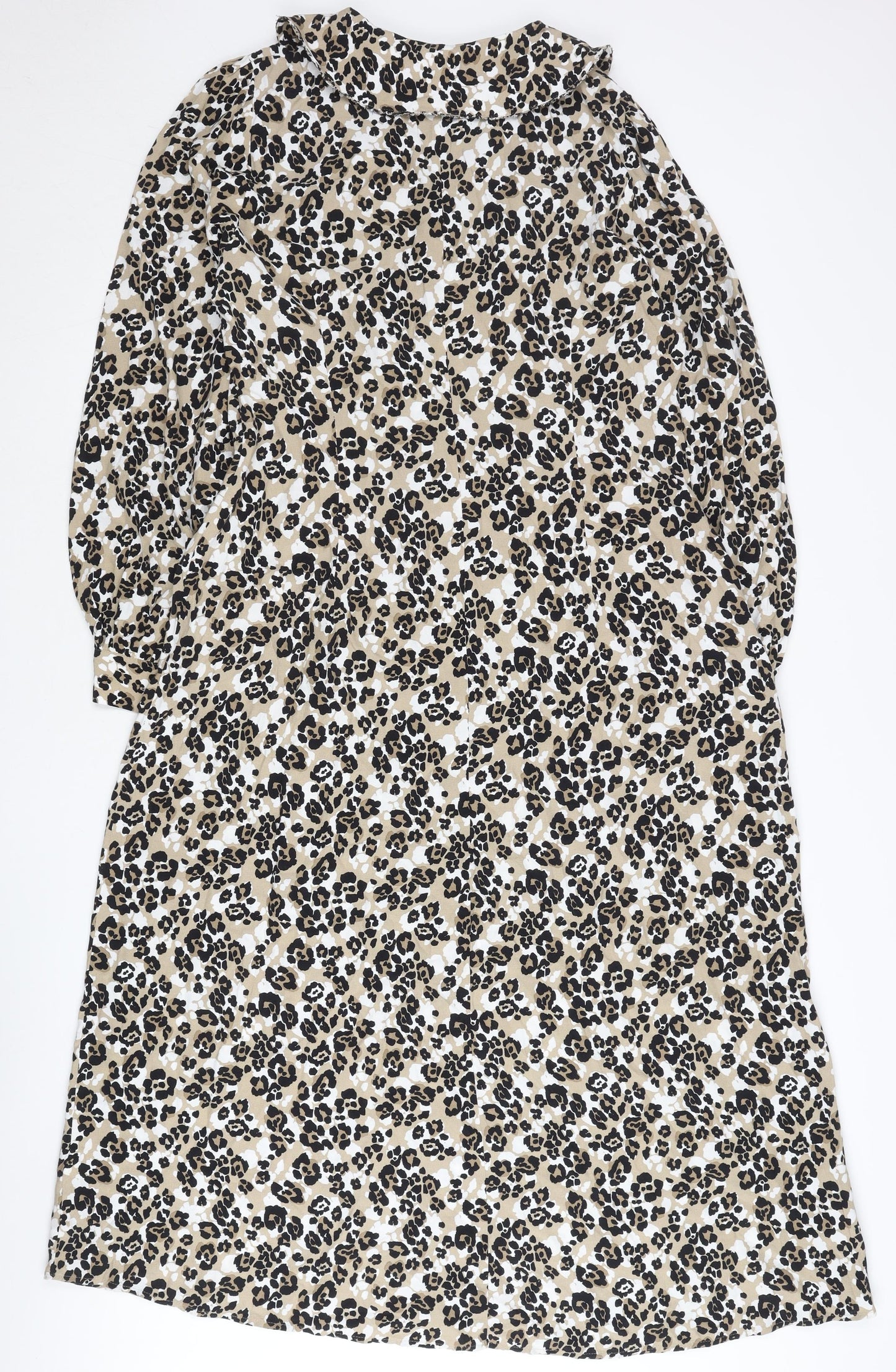 Marks and Spencer Women’s Beige Leopard Print Shift Dress Size 14