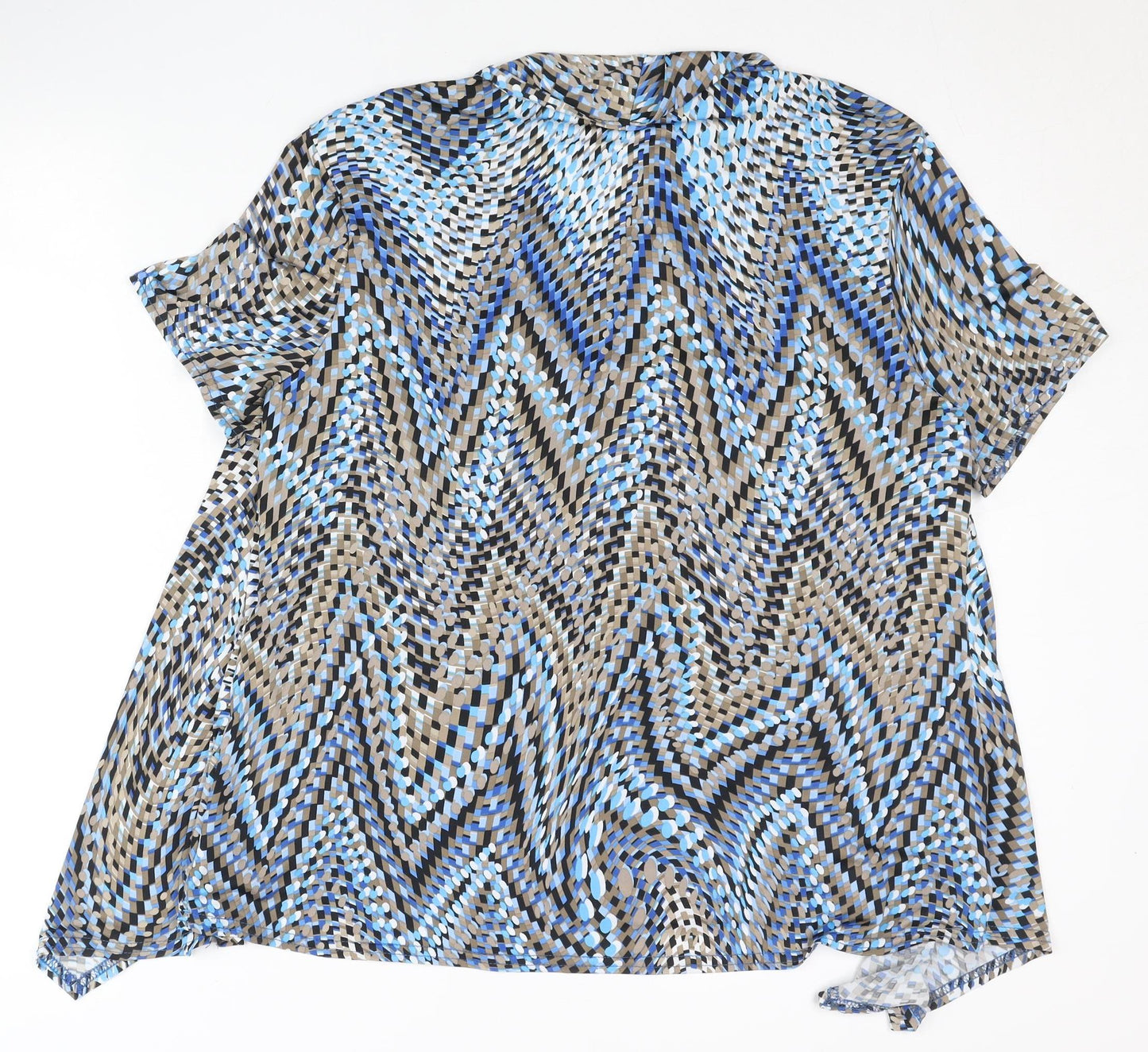 Bassini Women’s Blue Multicoloured Tunic Blouse Size 18 Scoop Neck