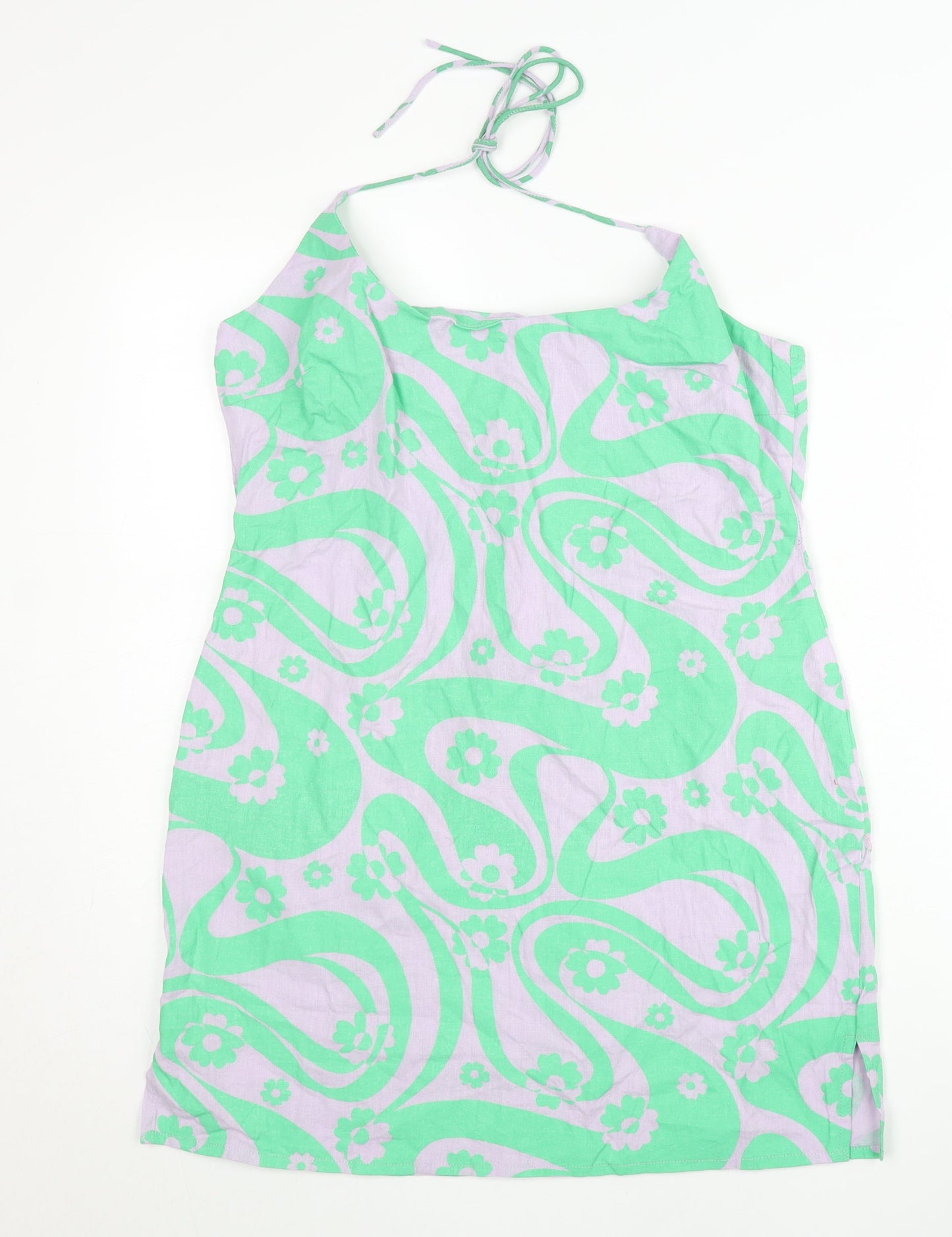 ASOS Design Women’s Green Floral Halter Slip Dress UK 12