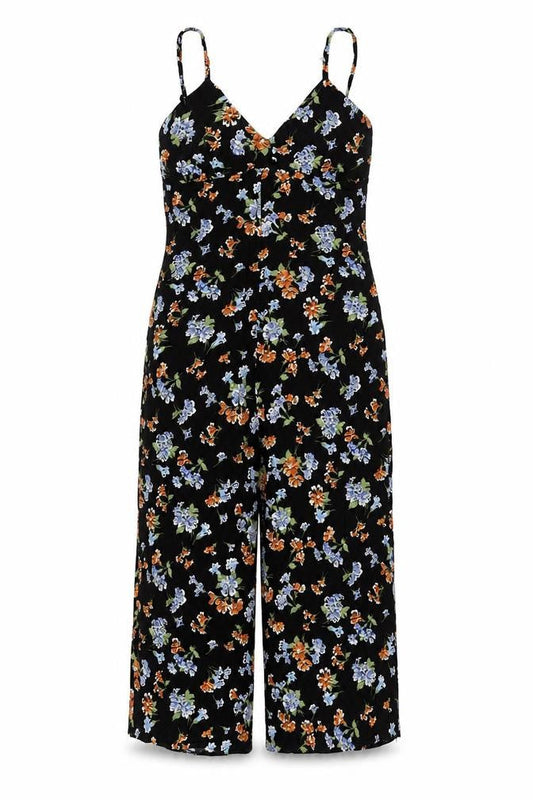 Nobody's Child Womens Black Floral Wide-Leg Jumpsuit UK 8