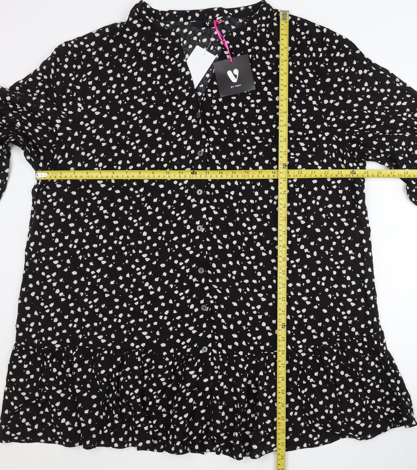 Very Women’s Black Geometric Print Shirt Dress Size 24 Knee Length