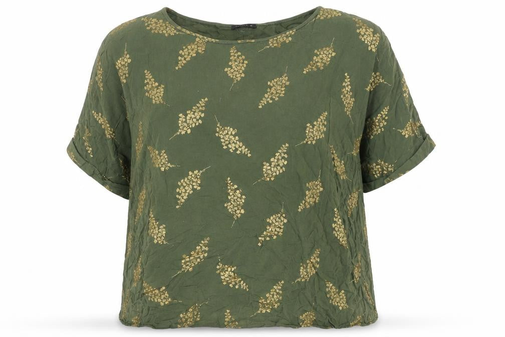 Roman Women’s Green Floral Tunic Blouse Size 18 Short Sleeve Viscose