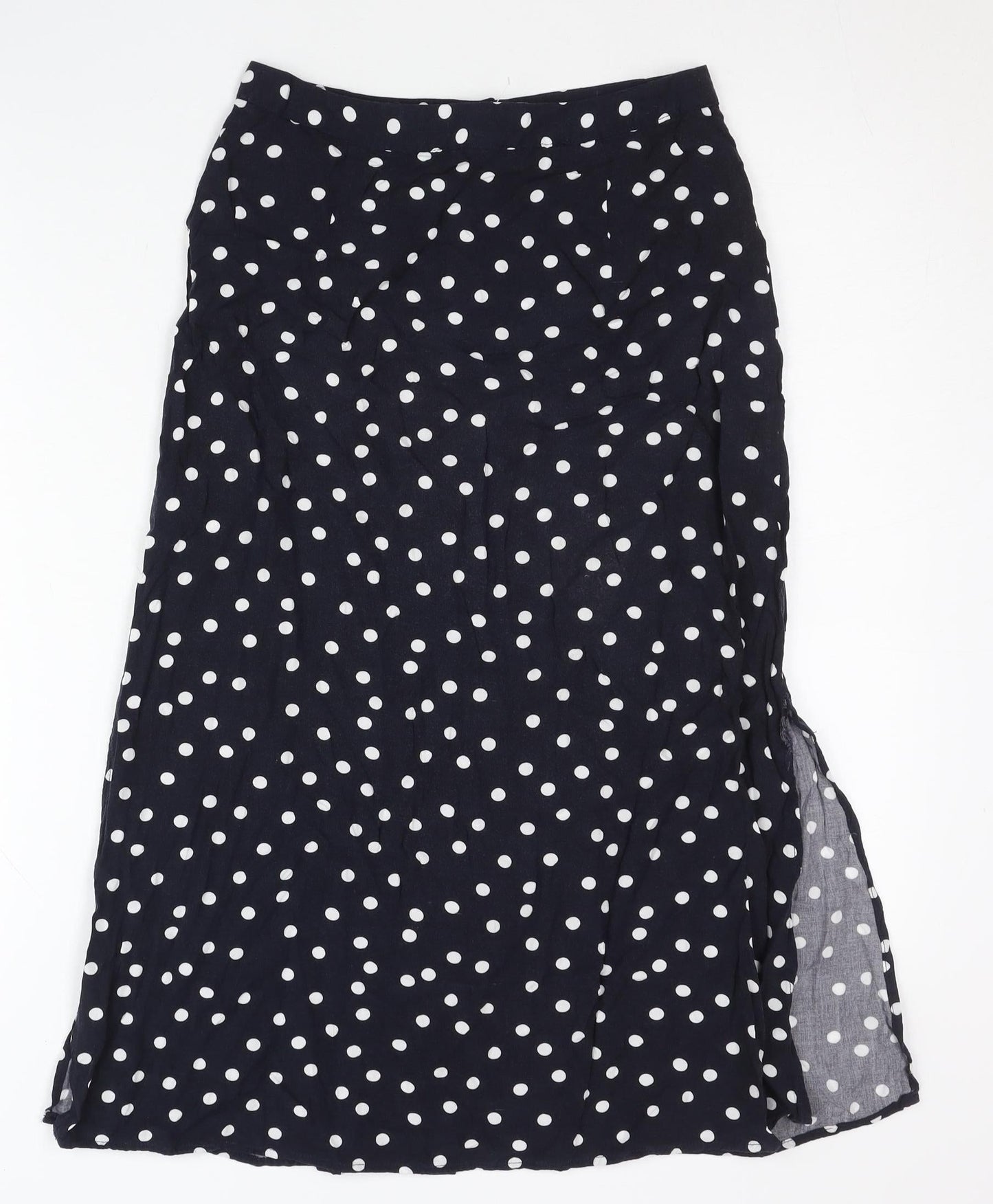 Warehouse Women Black Polka Dot A-Line Midi Skirt Size 6