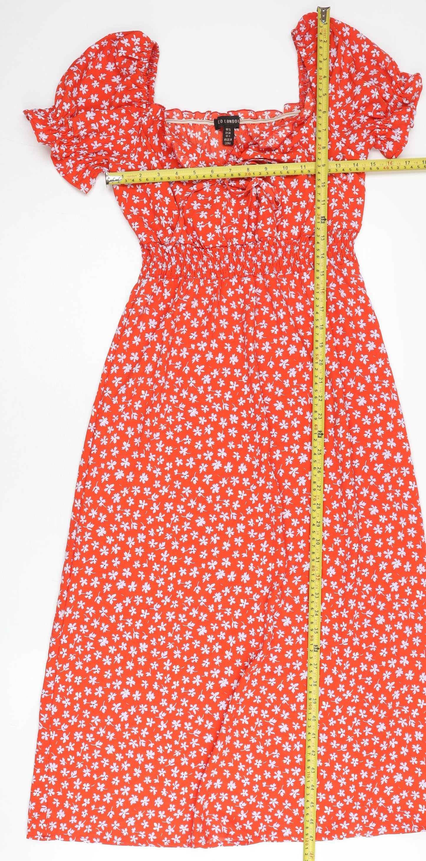 Red London Women’s Red Floral Midi Skater Dress UK 10