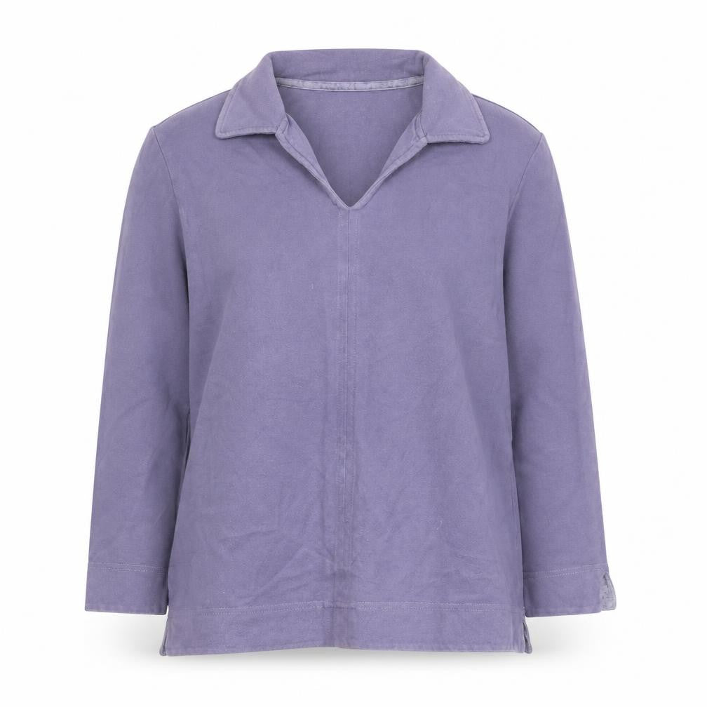Hawkshead Womens Purple Size 10 Collared Long Sleeve Cotton Blend Top