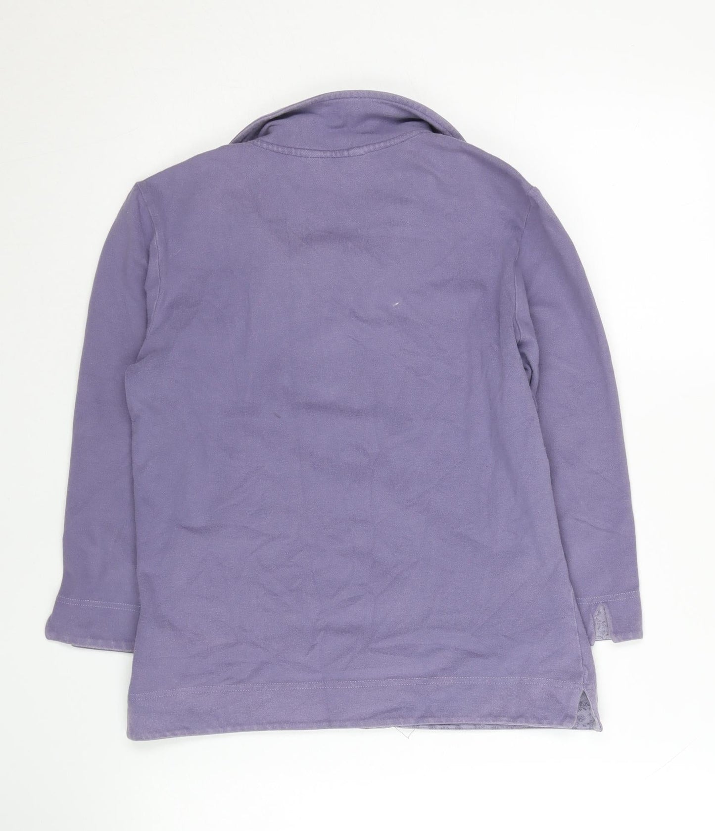 Hawkshead Womens Purple Size 10 Collared Long Sleeve Cotton Blend Top
