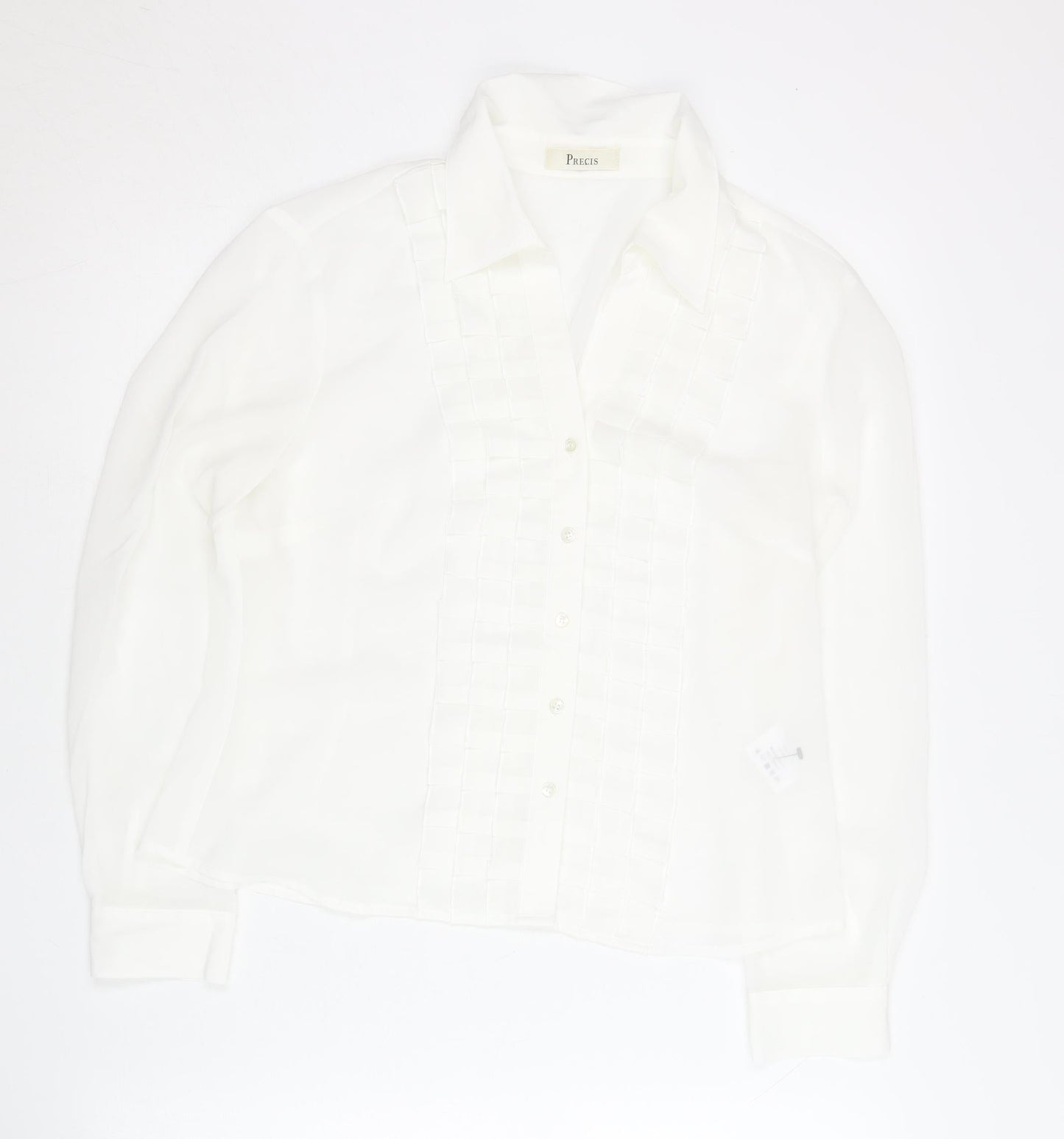 Precis Women White Blouse UK 12 Collared Long Sleeve Workwear