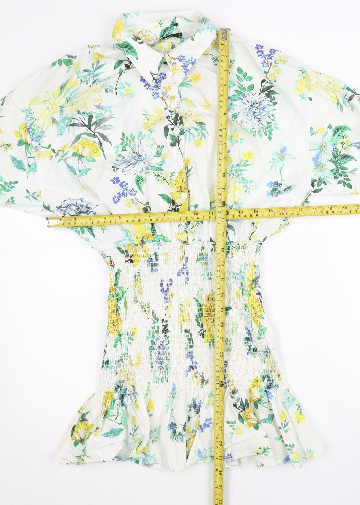 Zara Women’s Multicoloured Floral Shirt Dress Size 8 Short Sleeve Spring Summer