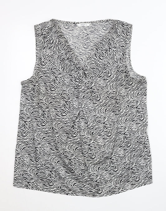 Marks and Spencer Womens Black Zebra Print Sleeveless Tunic Blouse UK 16