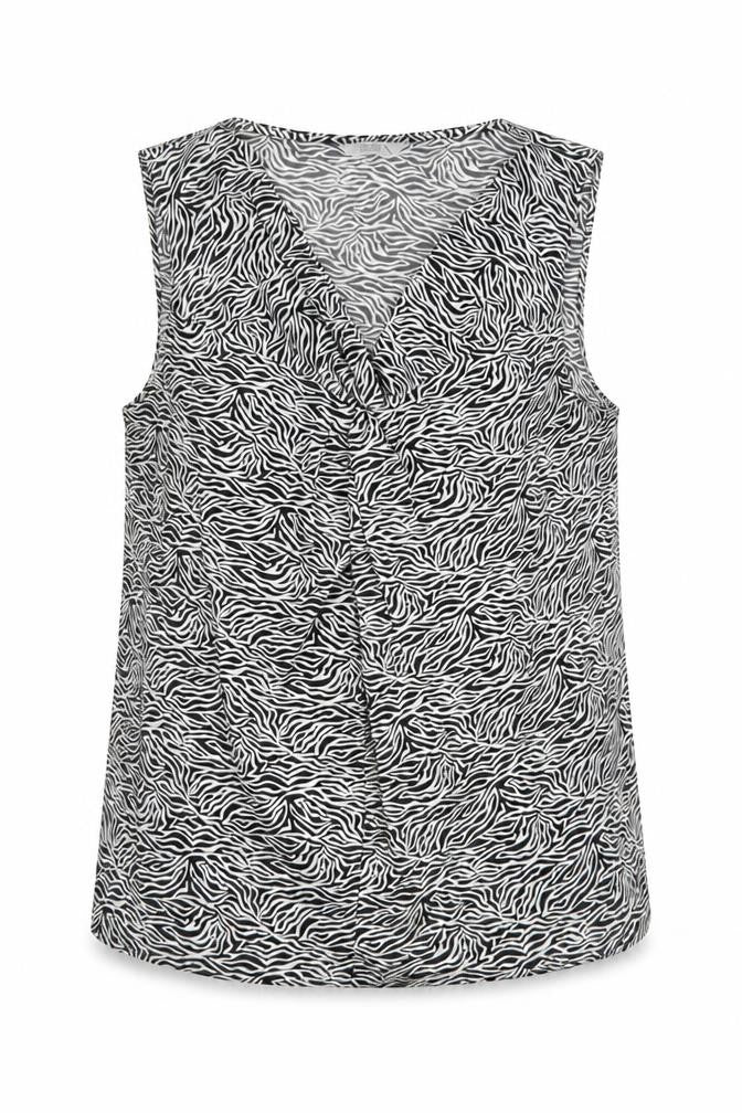 Marks & Spencer Womens Black Zebra Print Sleeveless Tunic Blouse UK 16
