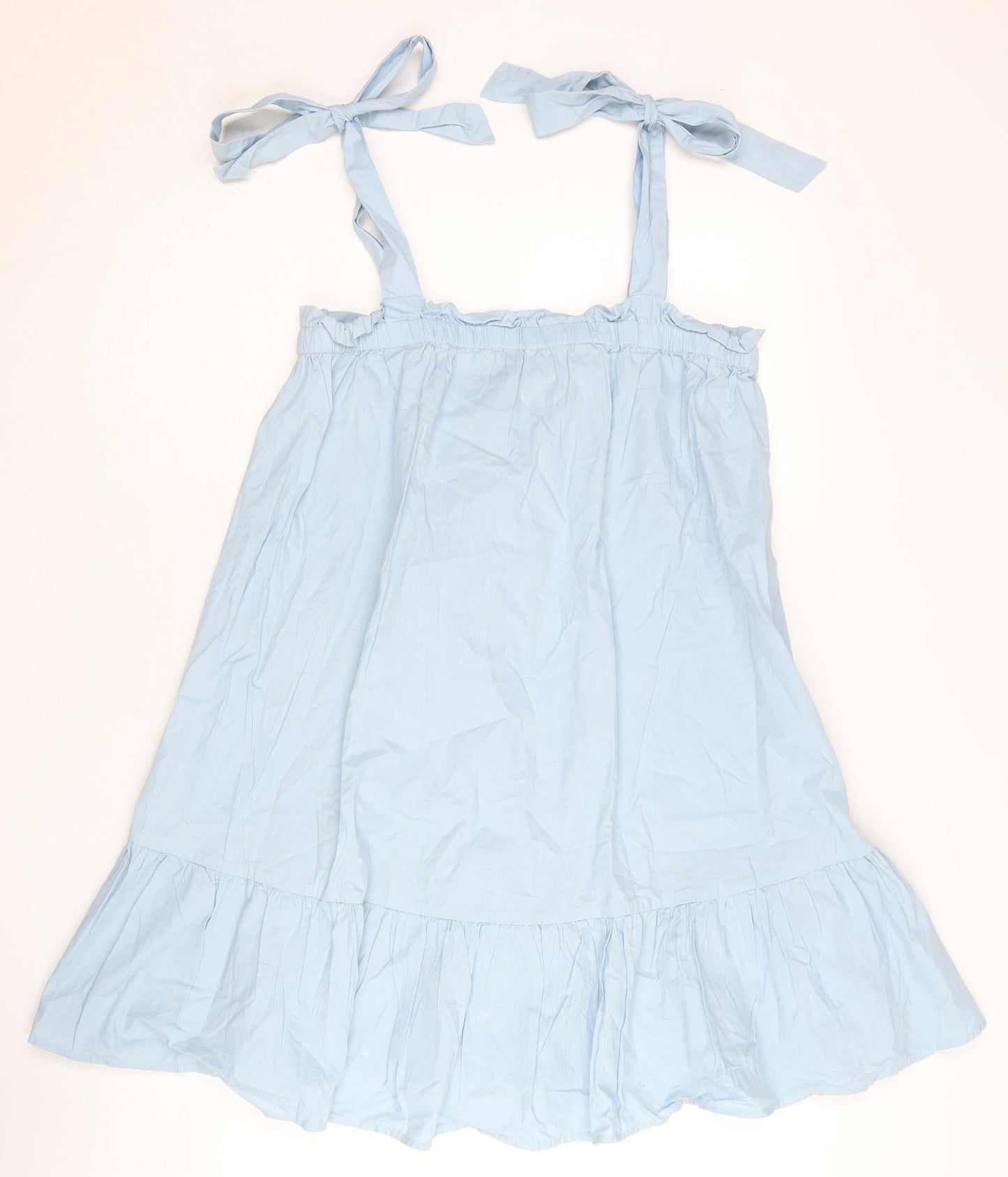 New Look Women’s Blue Cotton Swing Dress UK 8 Sleeveless Summer