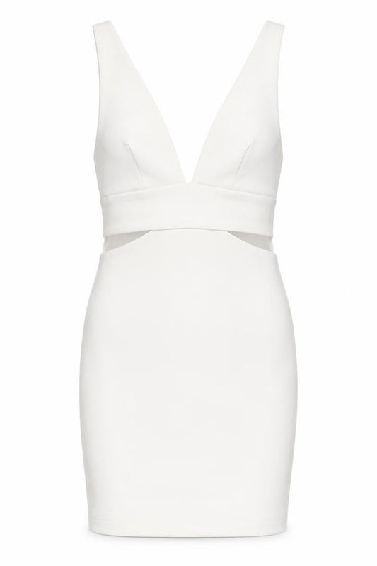 Topshop Women’s White Bodycon Party Dress UK 6 V-Neck Sleeveless