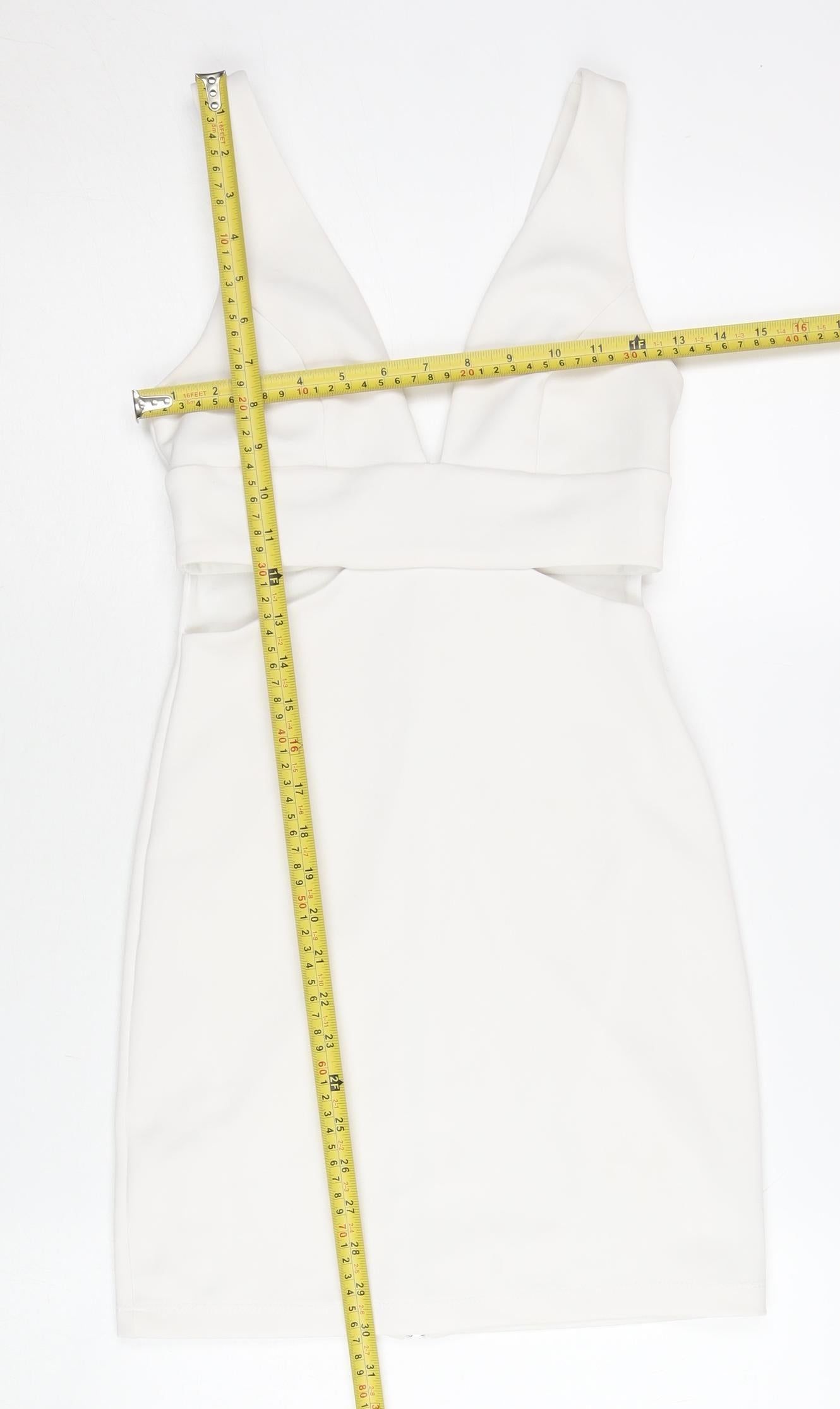 Topshop Women’s White Bodycon Party Dress UK 6 V-Neck Sleeveless