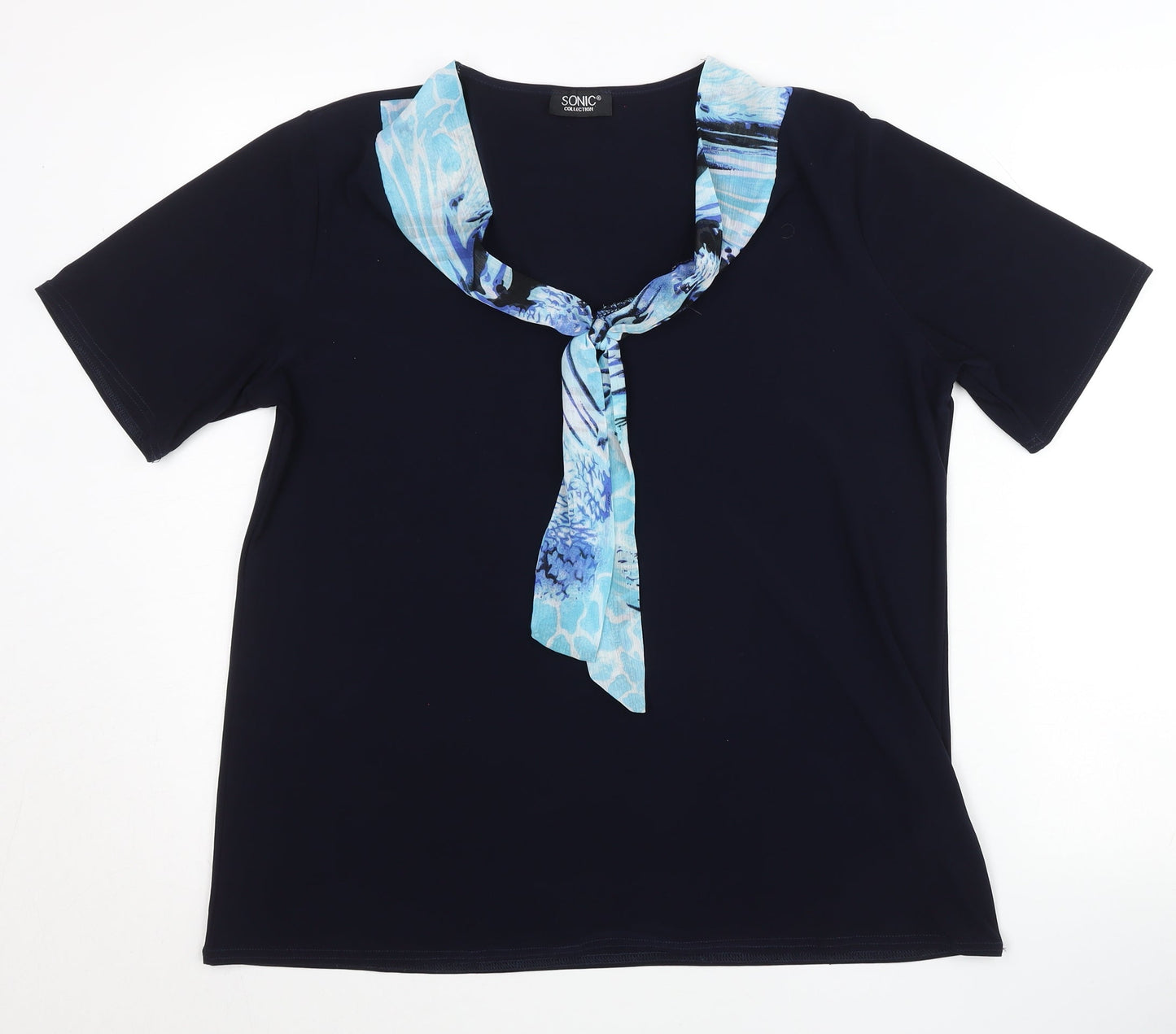 Sonic Collection Womens Black XL T-Shirt with Scarf Detail