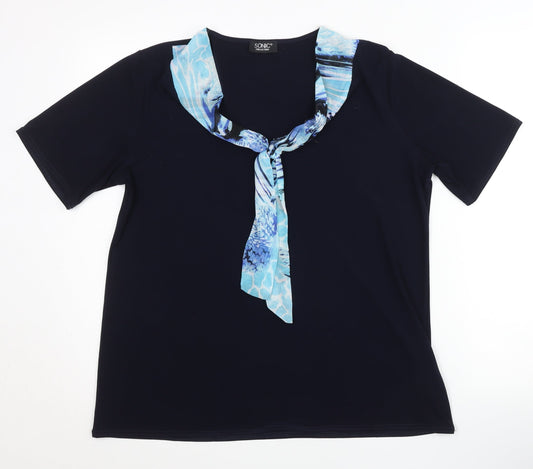 Sonic Collection Womens Black XL T-Shirt with Scarf Detail