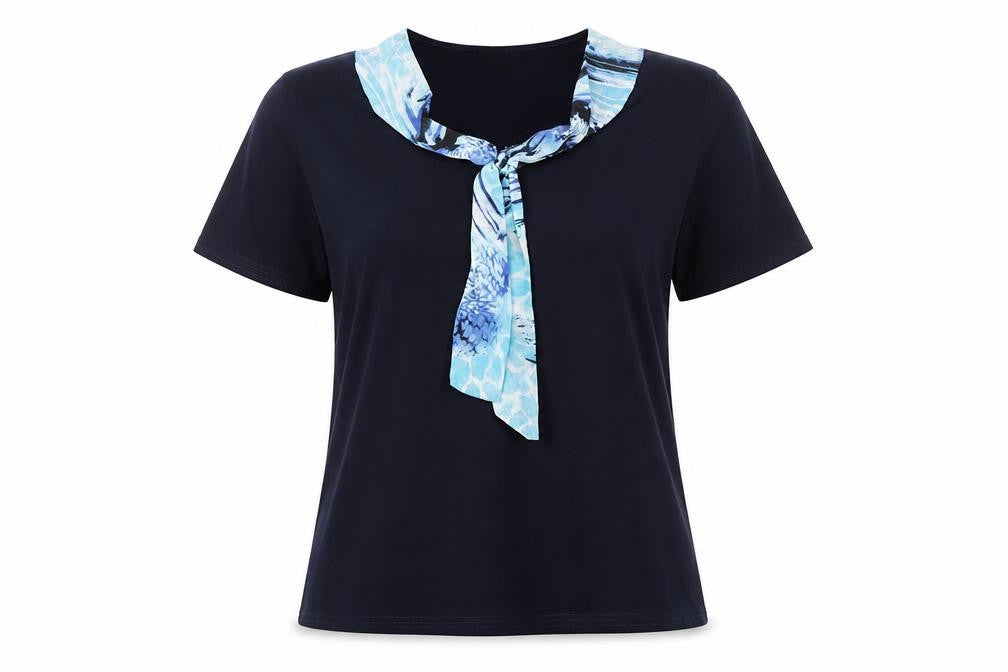 Sonic Collection Womens Black XL T-Shirt with Scarf Detail