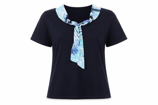 Sonic Collection Womens Black XL T-Shirt with Scarf Detail