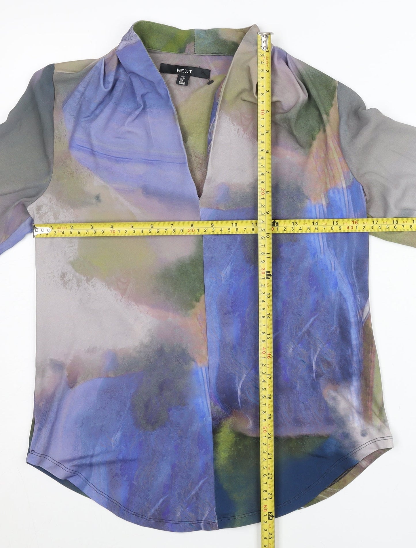 Next Womens Multicoloured Blouse Size 6 Long Sleeve V-Neck
