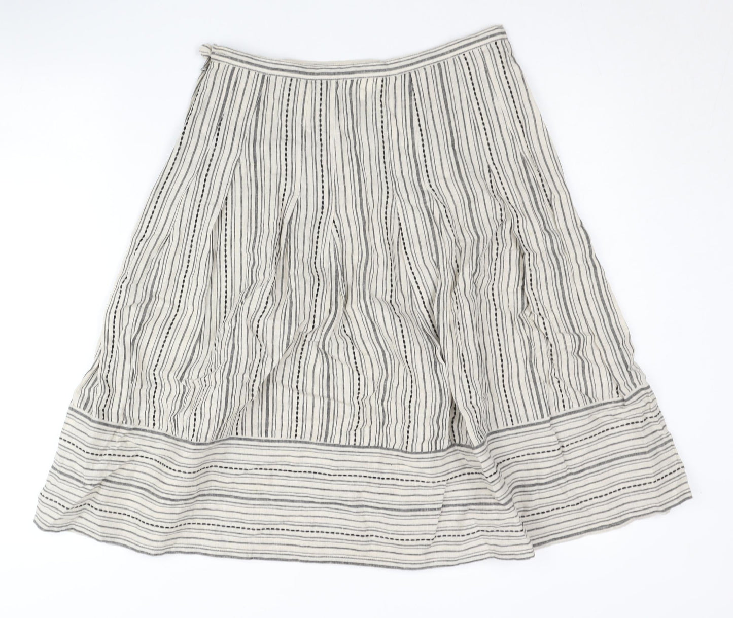 Thought Women’s Ivory Striped A-Line Skirt Size S Hemp Cotton