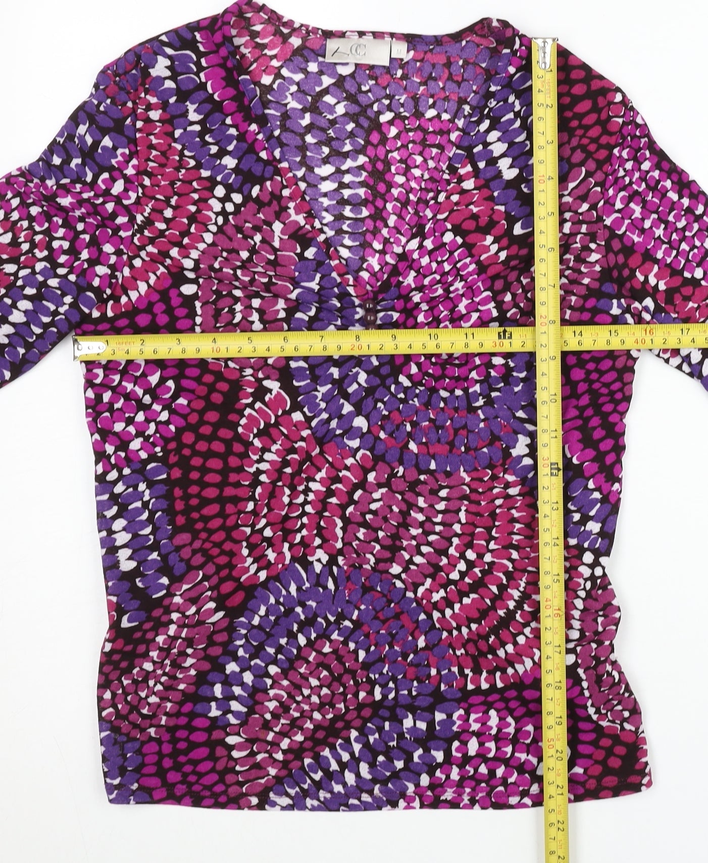 CC Womens Multicoloured Tunic Blouse Size M Long Sleeve V-Neck