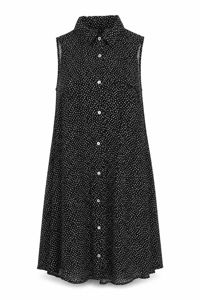 Stradivarius Women’s Black Polka Dot Button-Up Tunic Top Size 8