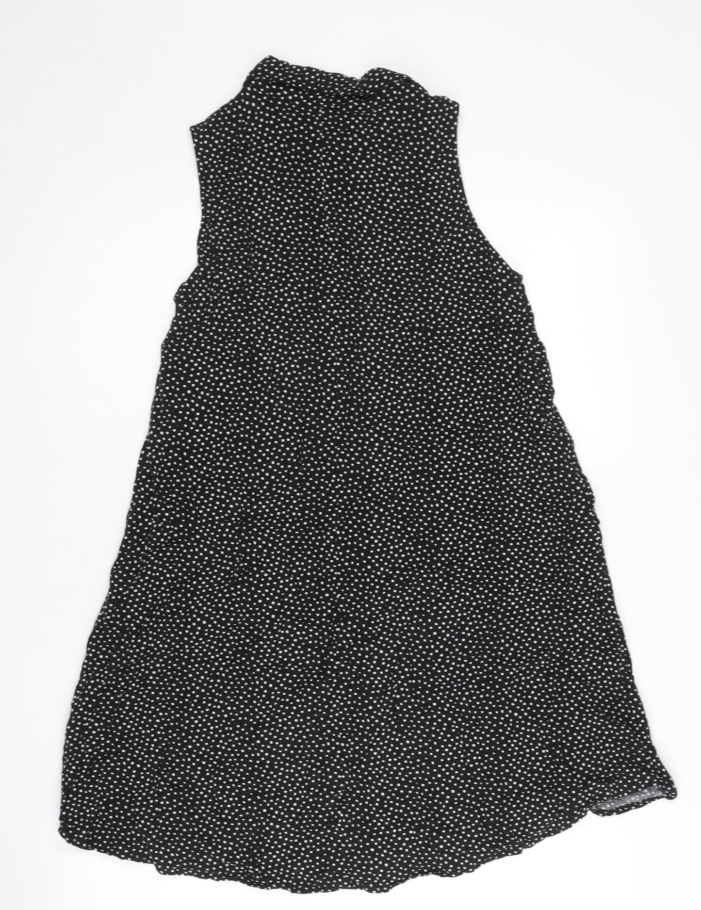 Stradivarius Women’s Black Polka Dot Button-Up Tunic Top Size 8