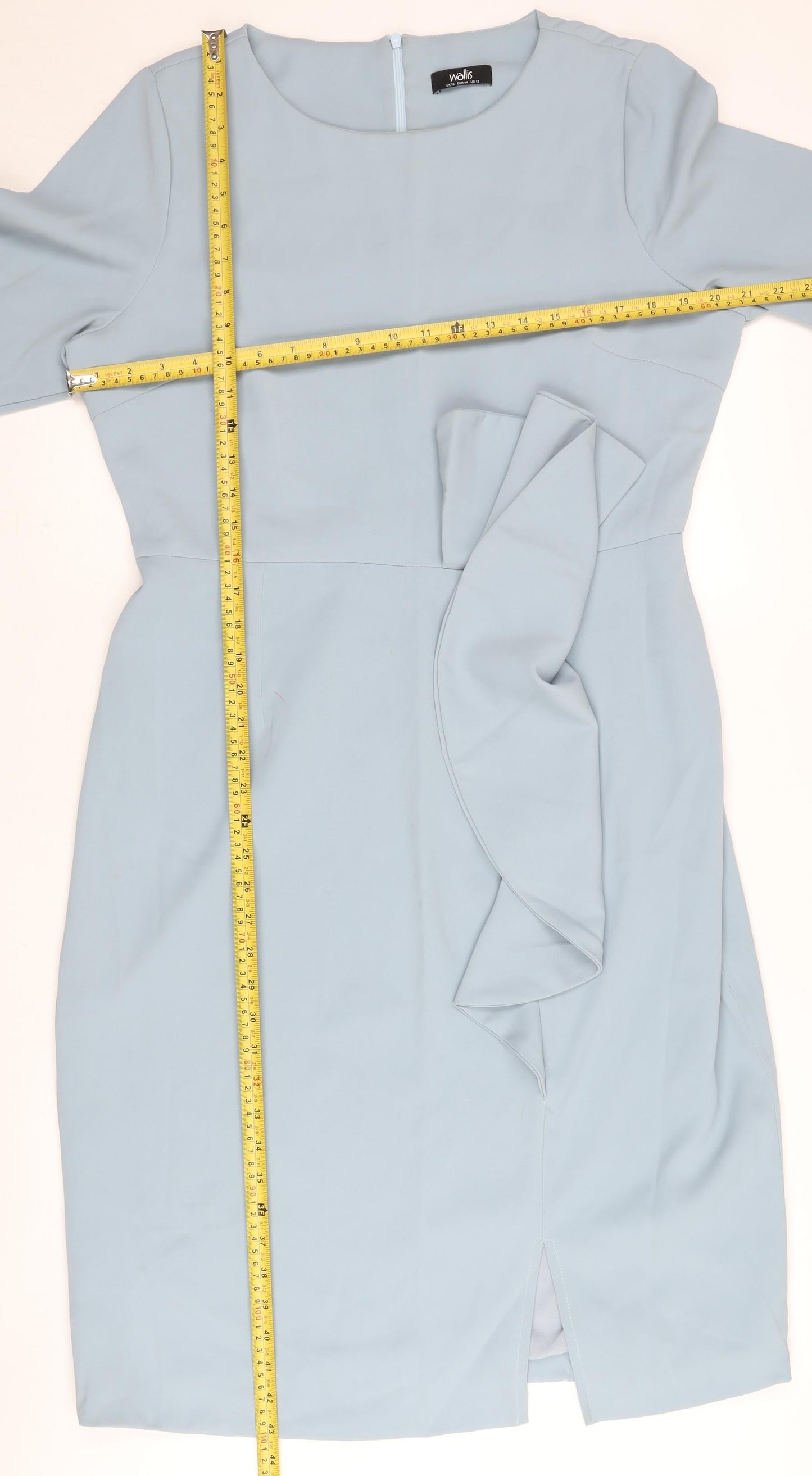 Wallis Women Blue Size 16 Sheath Knee Length Ruffle Dress