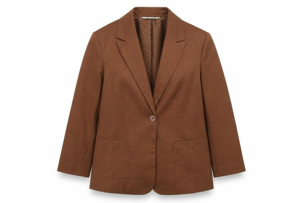 Red Herring Women Brown Blazer Jacket L Notch Lapel Single-Breasted