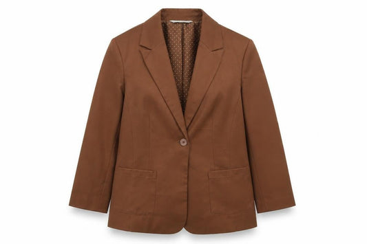 Red Herring Women Brown Blazer Jacket L Notch Lapel Single-Breasted