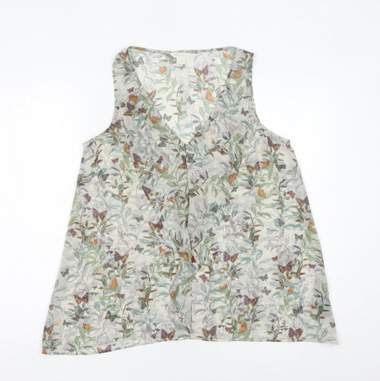 Monsoon Womens Multicoloured Floral Butterfly Blouse Size 12 V-Neck Tunic
