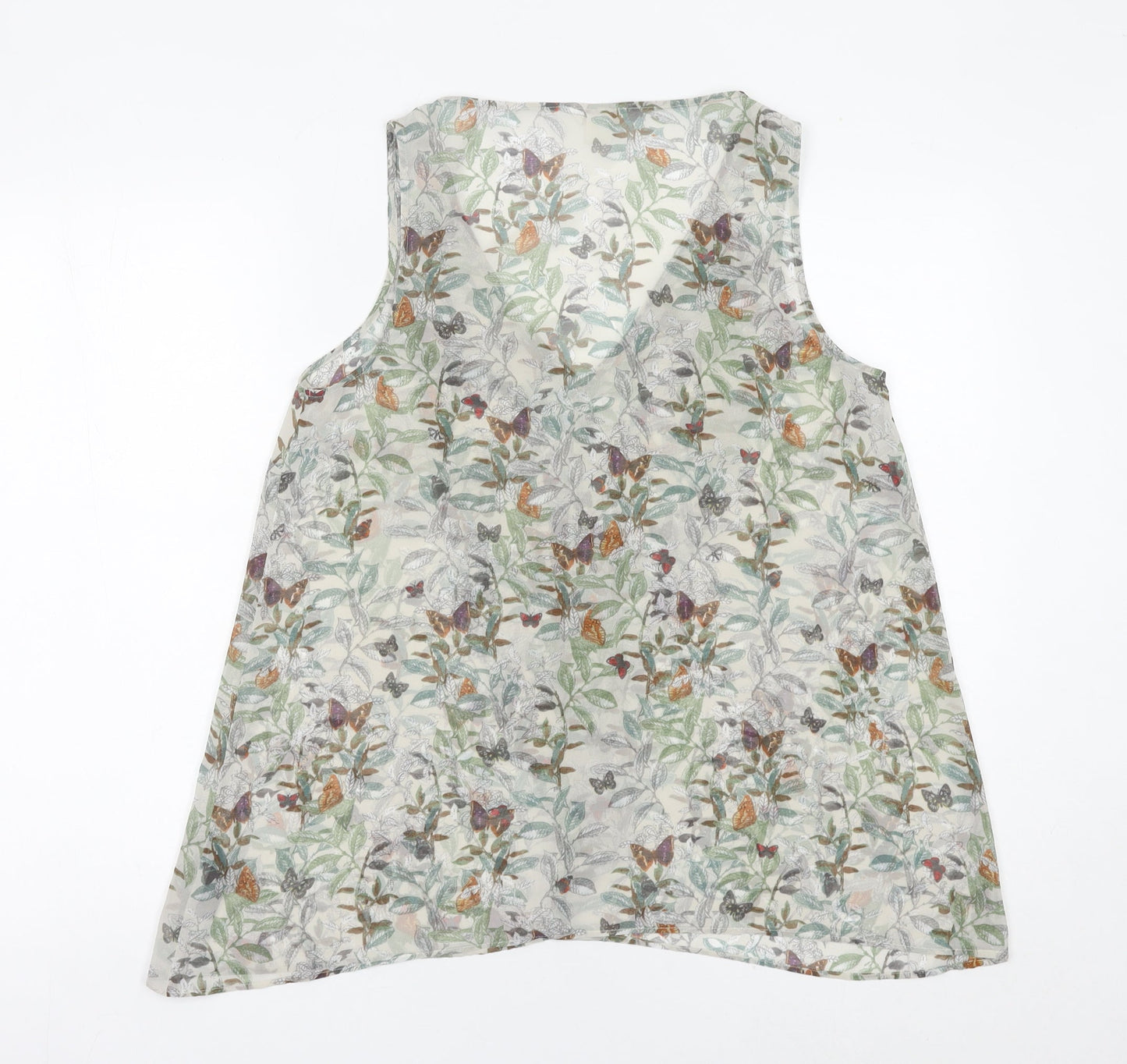 Monsoon Womens Multicoloured Floral Butterfly Blouse Size 12 V-Neck Tunic