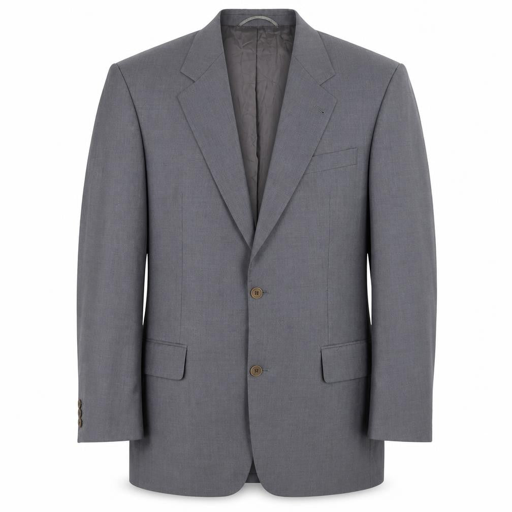 Mens Grey Wool Blazer Jacket 42L Single Breasted Classic Notch Lapel