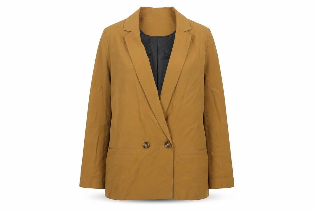 Tu Woman Brown Double-Breasted Blazer Jacket Size 14