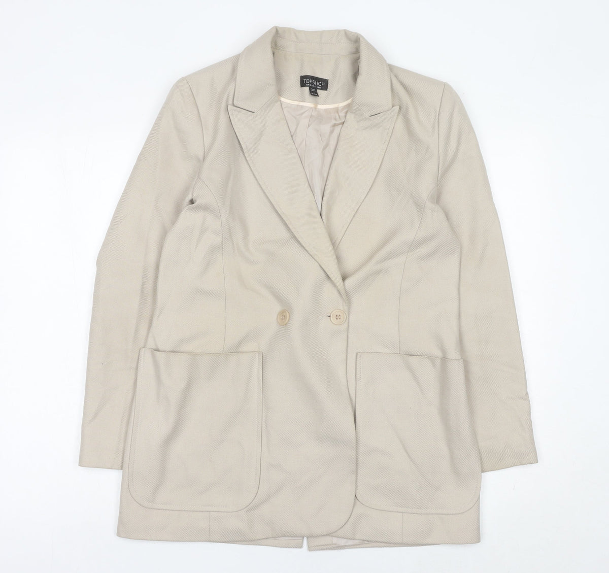 Topshop Women’s Beige UK 10 Double-Breasted Blazer Jacket