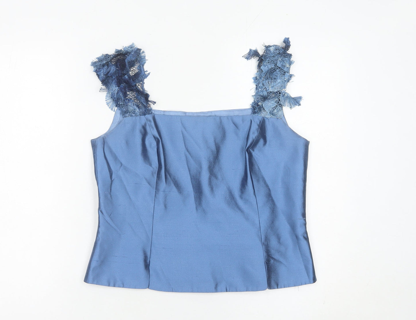 Luis Civit Womens Blue Silk Camisole Tank Top Size 12 Wedding Party