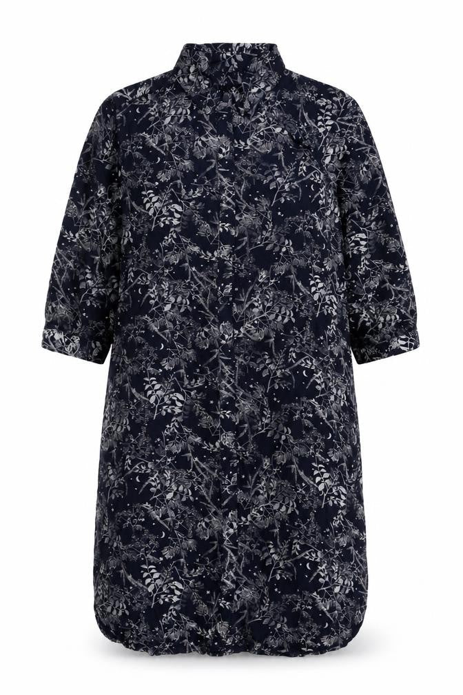 Next Womens Black Floral Shirt Dress Size 10 Collared 3/4 Sleeve